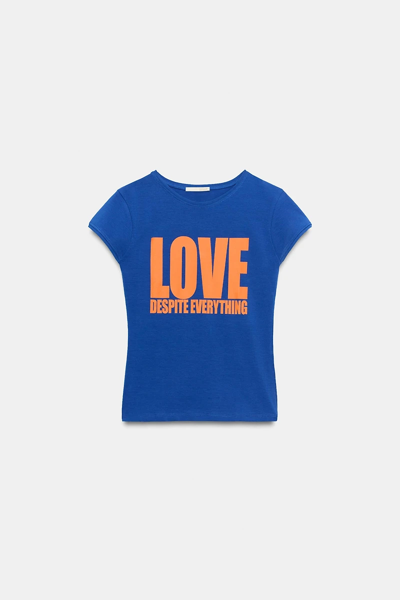 TEXT PRINT SHORT SLEEVE T-SHIRT