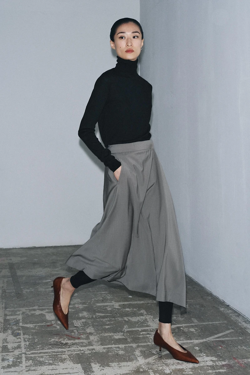 ASYMMETRIC WOOL SKIRT W COLLECTION