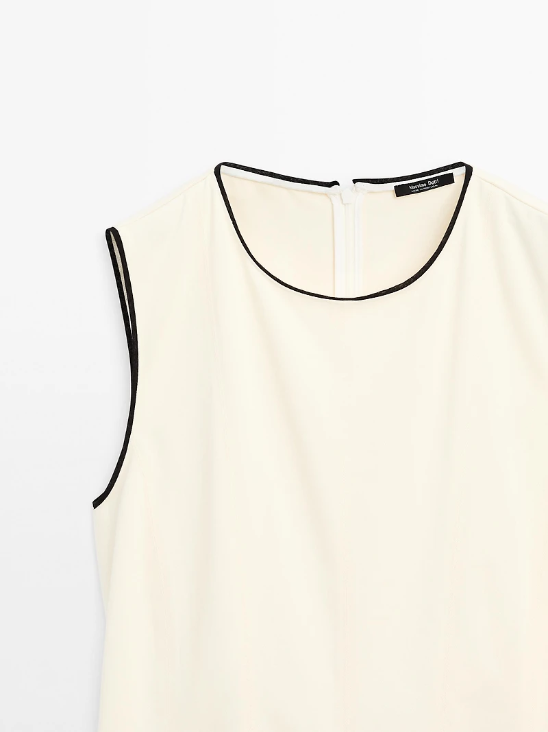 Flounce dress with contrast trims