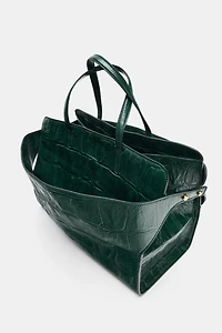 EMBOSSED LEATHER CITY BAG