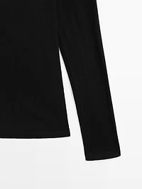 Ribbed long sleeve cotton T-shirt