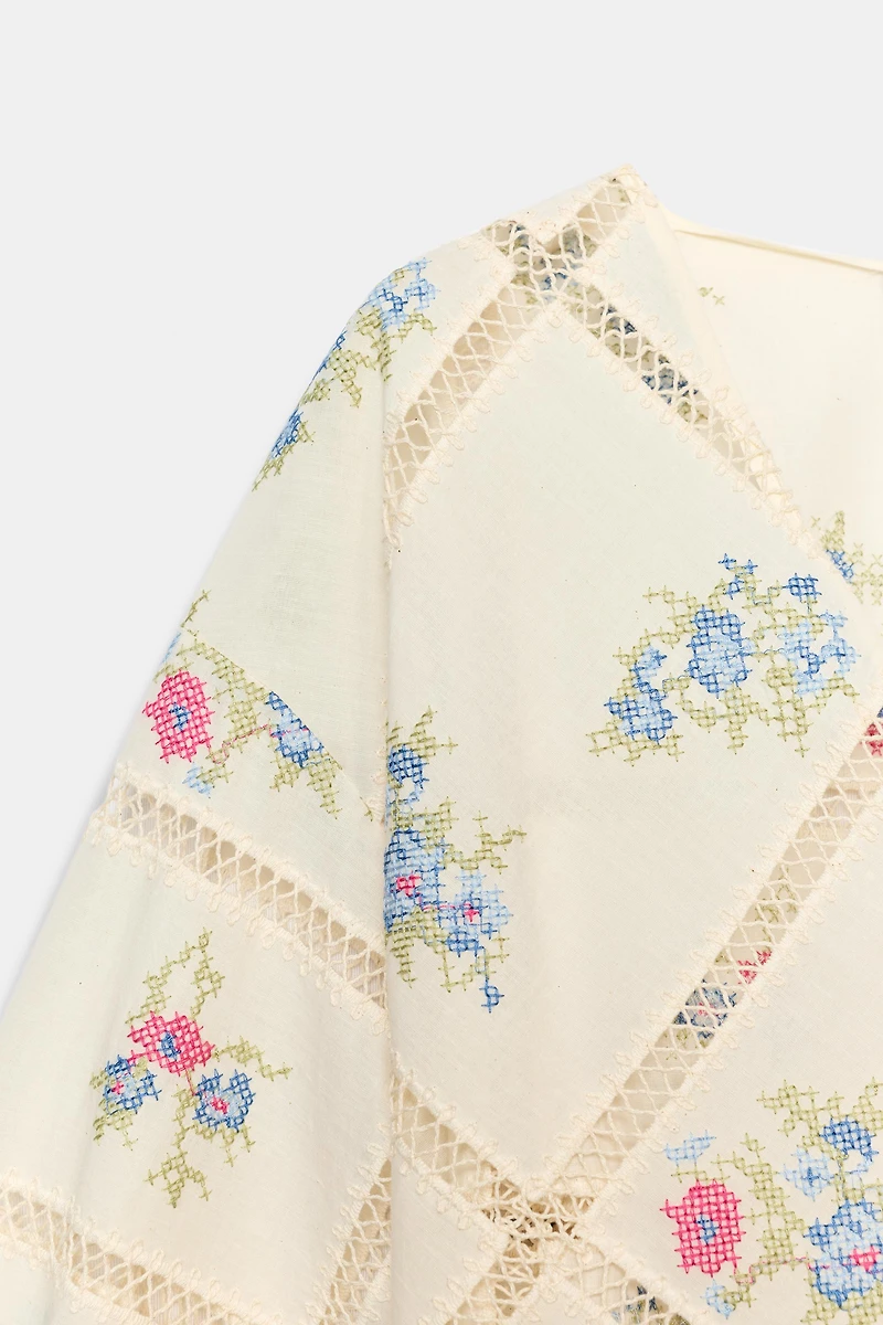 LADDER STITCH EMBROIDERED BLOUSE