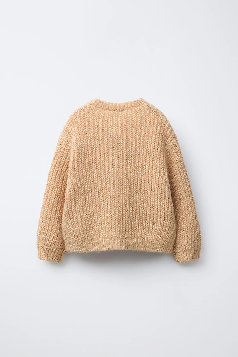 LACE POCKET KNIT CARDIGAN