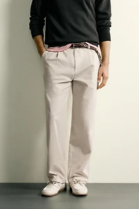 PLEATED STRAIGHT FIT CHINO PANTS