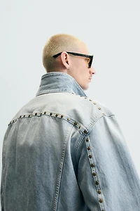 RELAXED FIT DENIM JACKET WITH METAL STUDS