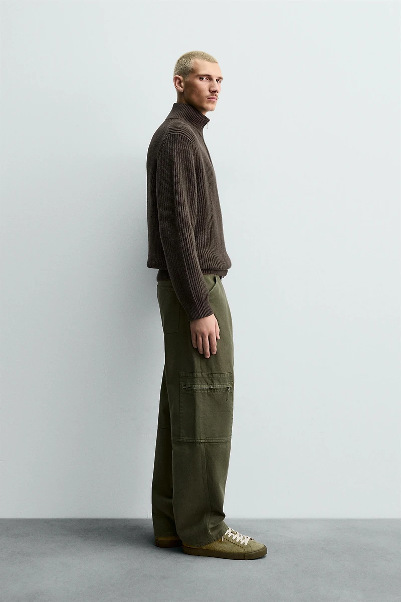 WASHED RELAXED FIT CARGO PANTS
