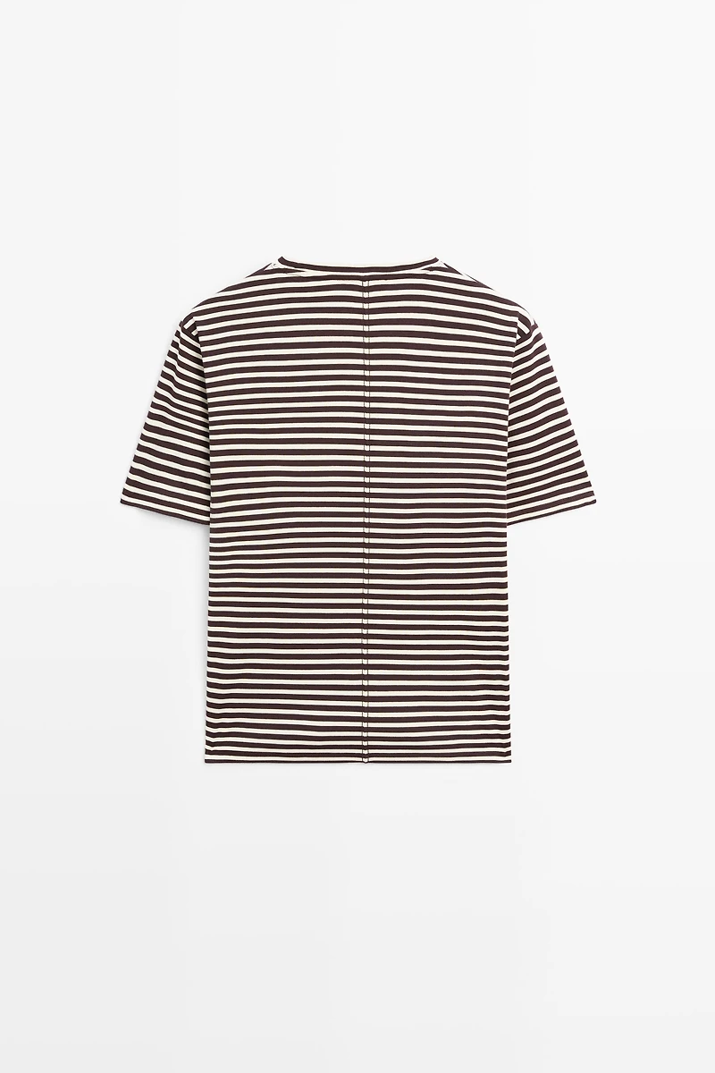 100% cotton striped short sleeve T-shirt