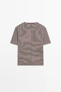 100% cotton striped short sleeve T-shirt
