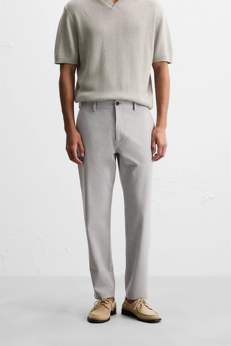 TEXTURED STRETCH PANTS