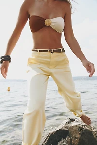 BRAIDED BELTED CHINO PANTS