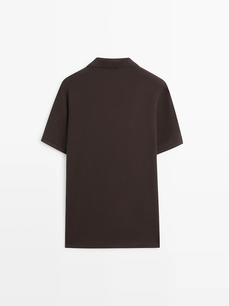 Micro textured cotton polo shirt