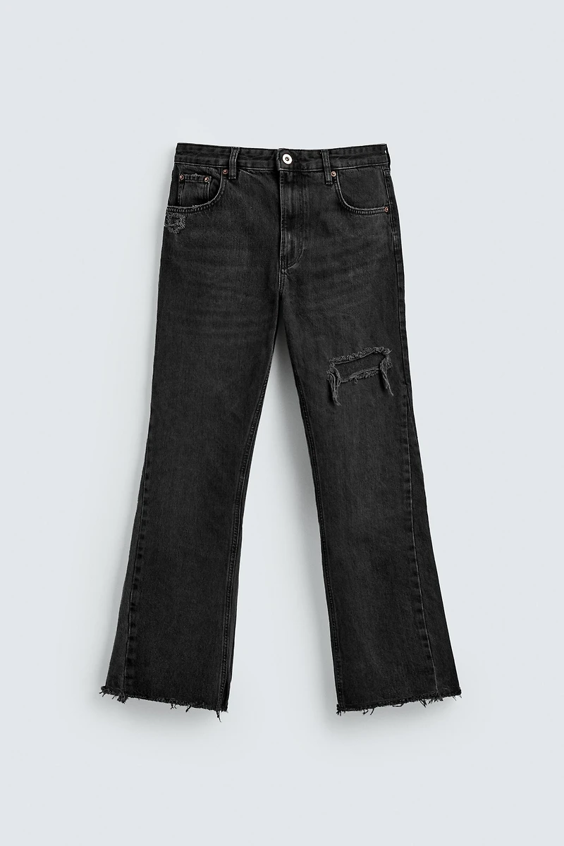 FLARE FIT RIPPED JEANS