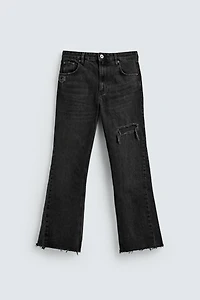 FLARE FIT RIPPED JEANS