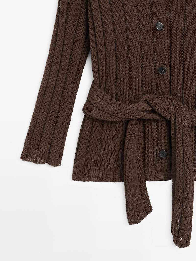 Knit cardigan with waist detail
