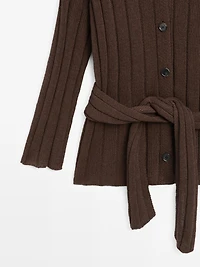 Knit cardigan with waist detail