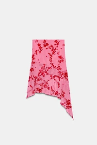 ASYMMETRIC FLOCKED TULLE MIDI SKIRT