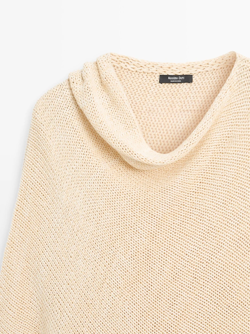 Oversize asymmetric cotton and linen sweater