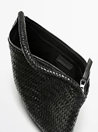 Small braided leather shoulder bag