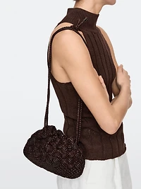 Nappa leather macramé pouch bag