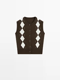 Knit cardigan with diamond detail