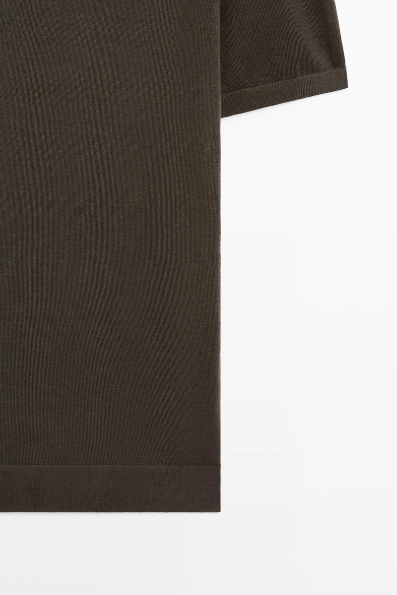 Wool blend zip-detail polo shirt