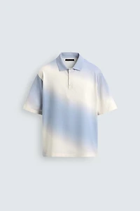 SPRAY EFFECT PRINT KNIT POLO SHIRT