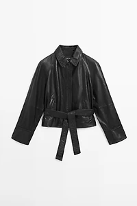 Veste ceinture en cuir nappa