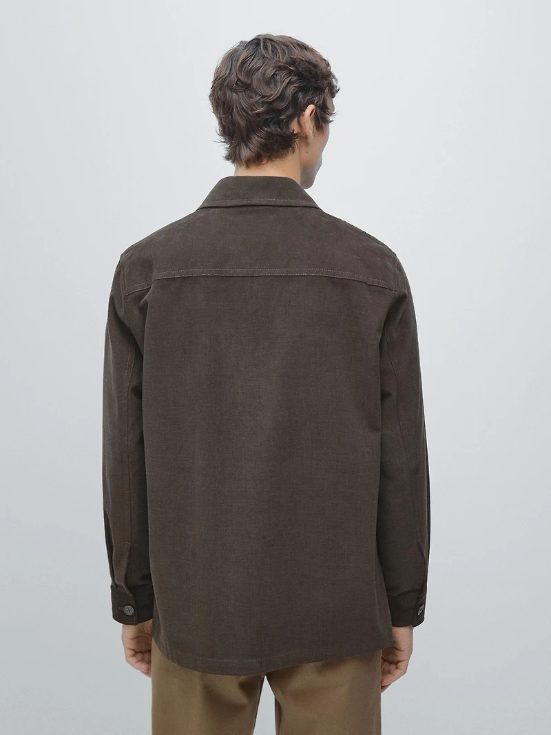 Twill overshirt with pockets