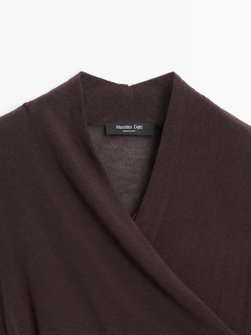 Draped long sleeve T-shirt