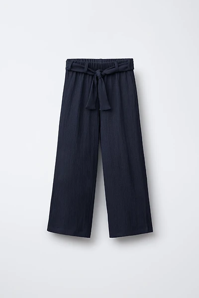 PANTALON TEXTURÉ WIDE LEG CEINTURE