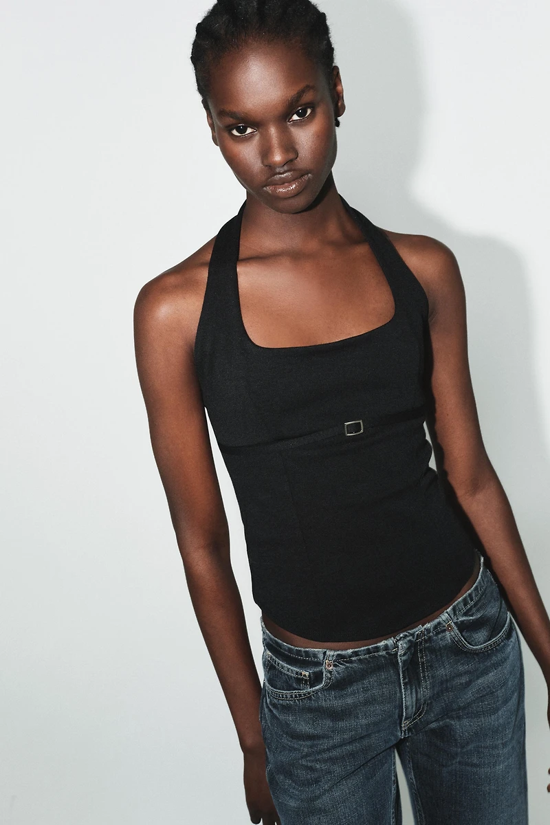INTERLOCK HALTER TOP