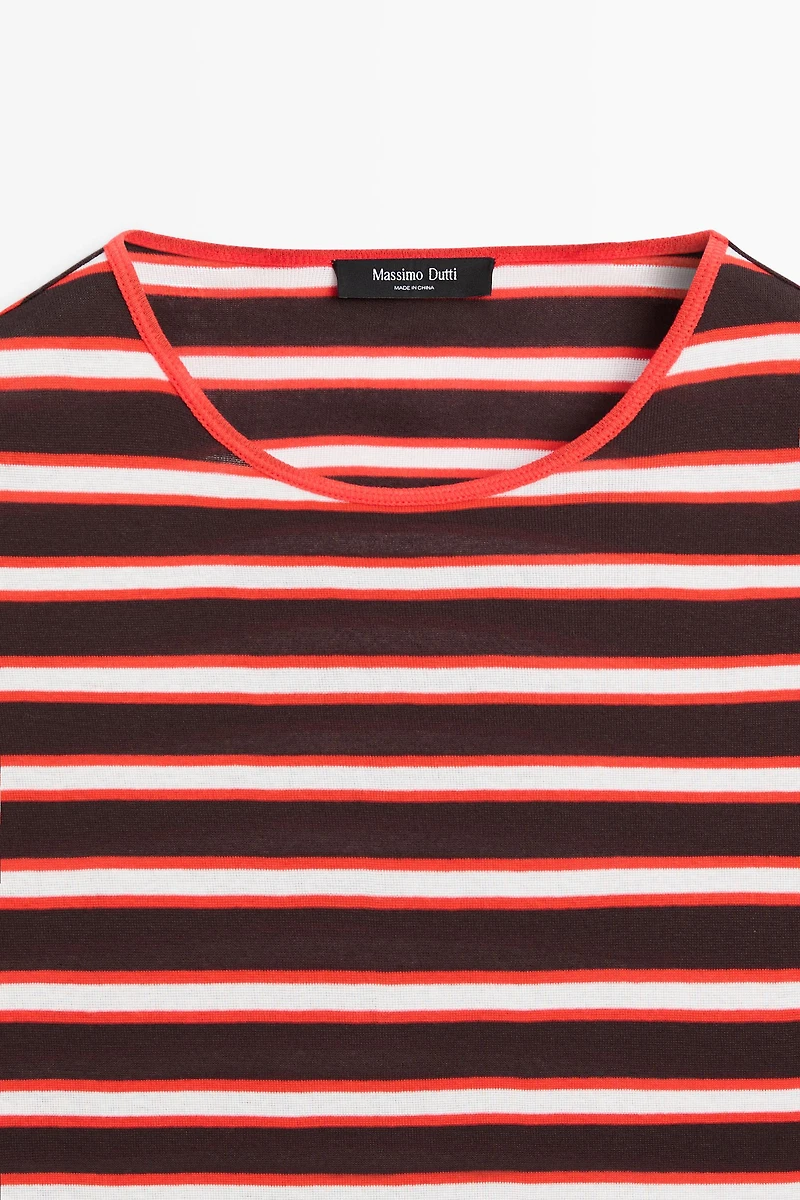 100% cotton short sleeve striped T-shirt