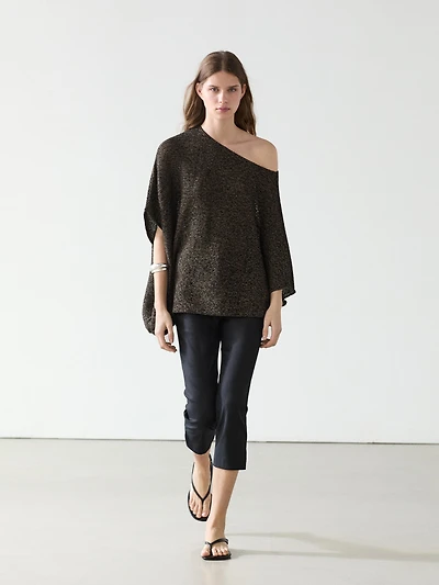 Flowing asymmetric cotton blend cape