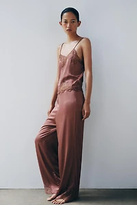 SATIN LACE PAJAMA TROUSERS
