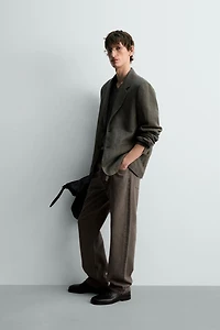 100% LINEN TEXTURED WEAVE BLAZER