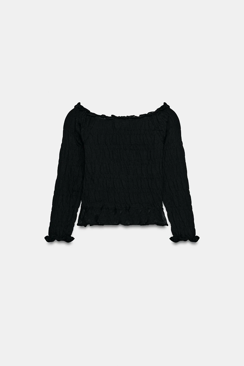 SMOCKED KNIT TOP