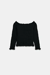 SMOCKED KNIT TOP
