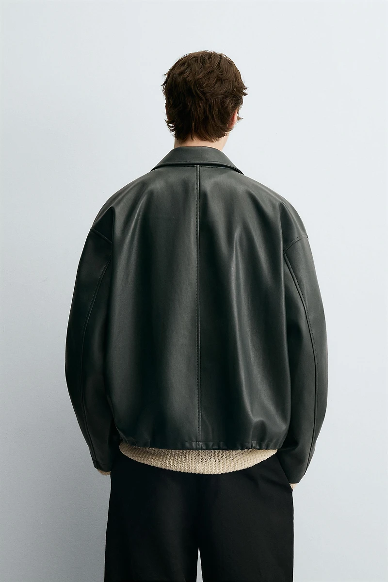 FAUX LEATHER POCKET JACKET