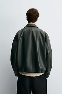FAUX LEATHER POCKET JACKET