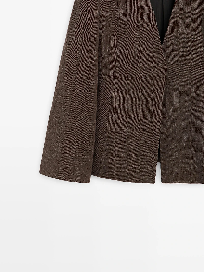 100% linen lapelless blazer
