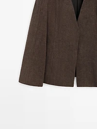 100% linen lapelless blazer