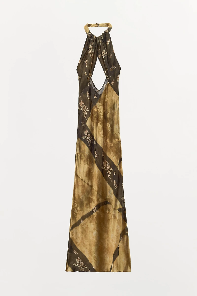 PRINTED HALTER DRESS
