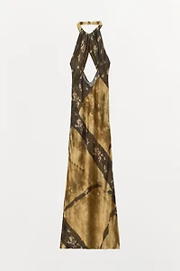 PRINTED HALTER DRESS