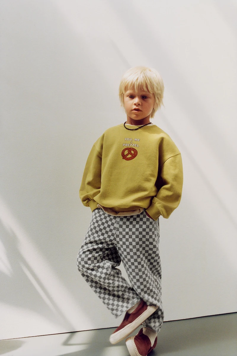 CHECKERBOARD BAGGY TWILL PANTS