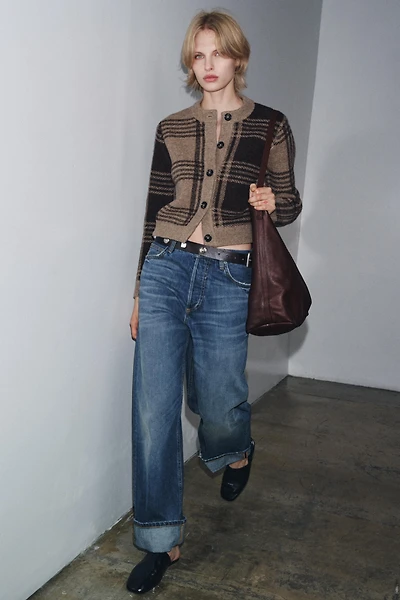 PLAID KNIT JACKET