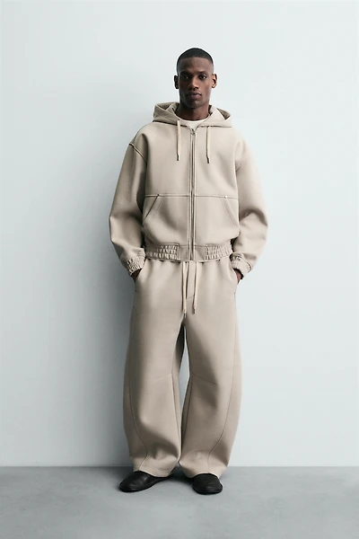 NEOPRENE EFFECT HOODIE SWEATSHIRT WITH ZIPPER