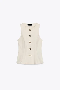 STITCHED PEPLUM VEST