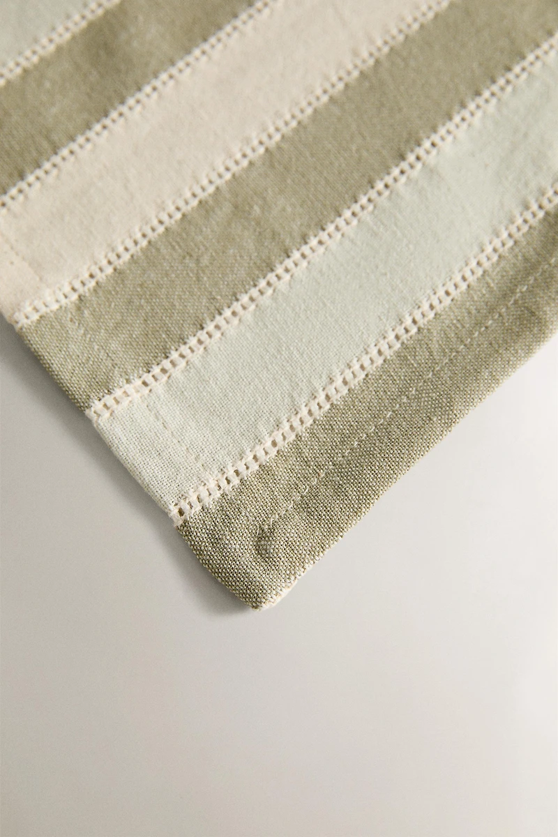 STRIPED NAPKINS WITH LACE TRIM (PACK OF 2)