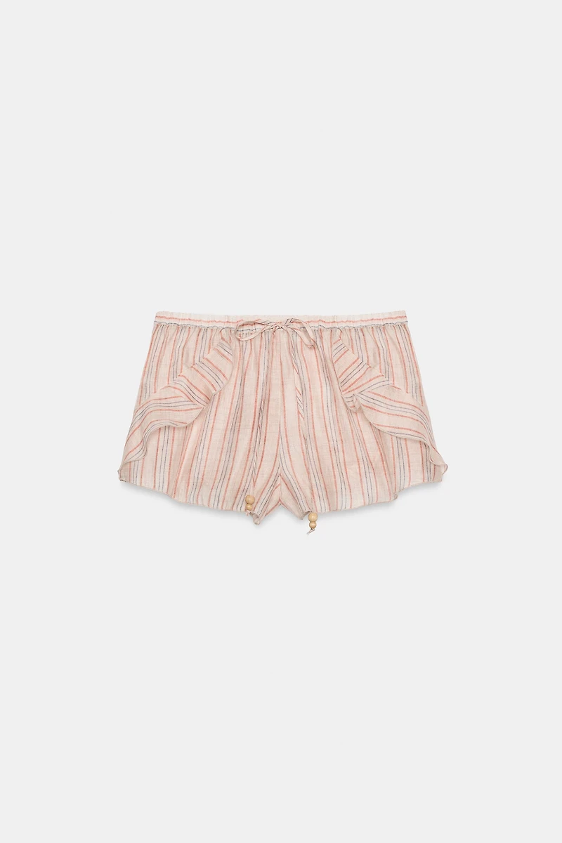RUFFLED STRIPED SHORTS