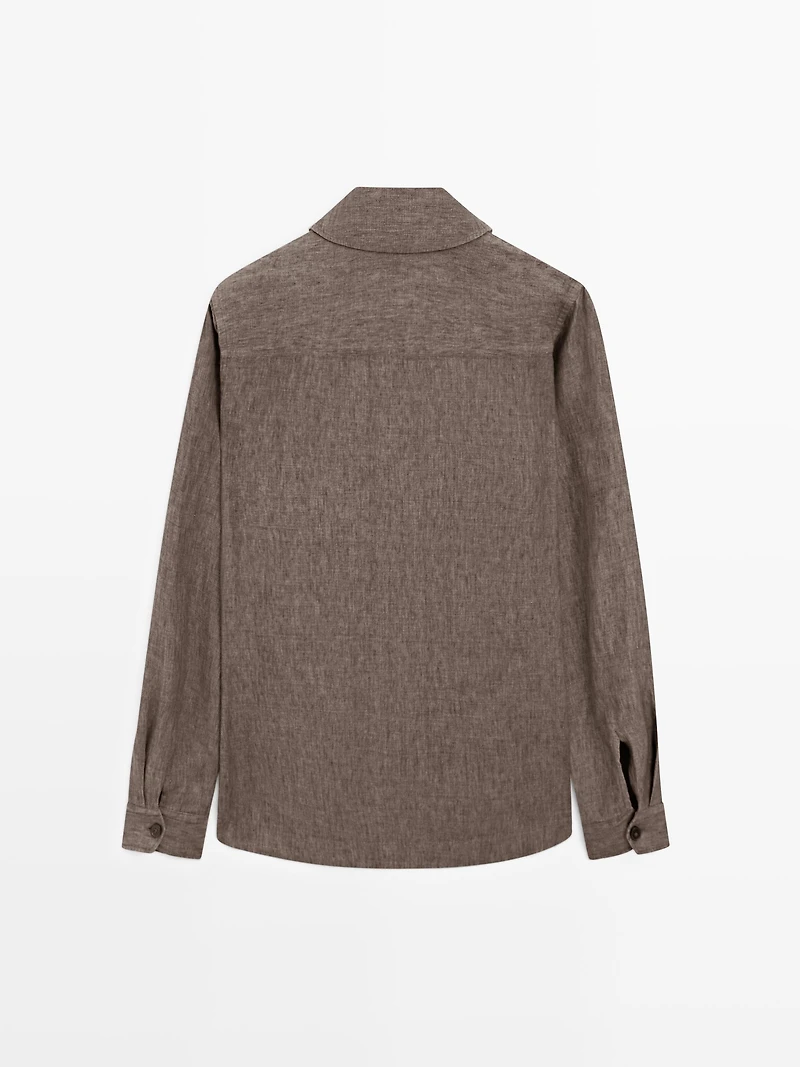 Faded linen overshirt with pocket details